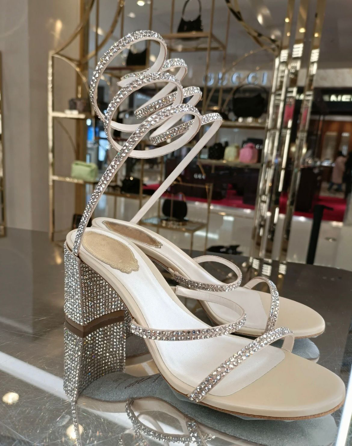 Summer Luxury Renescaovillas Cleo Sandals Shoes Nappa Satin Mid-height Block Heel Crystal Spiral Wraps Gladiator Sandalias Wedding,Party,Dress,Evening
Summer Luxury Renescaovillas Cleo Sandals Shoes Nappa Satin Mid-height Block Heel Crystal Spiral Wraps Gladiator Sandalias Wedding,Party,Dress,Evening