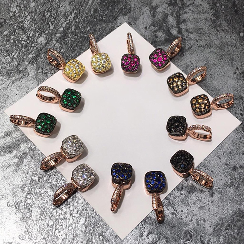 Ear Cuff High Quality Honeycomb Style Earring Green Black Blue Crystal Color Drop Earrings For Women Fashion Jewelry DE009 230306