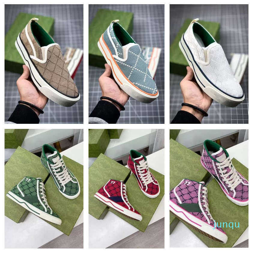 Tennis Sneakers Men Women Slip-on Casual Shoes White Pink Classic jacquard denim Vintage Runner Trainers Skate Designer Womens Shoe High Qualit
Tennis Sneakers Men Women Slip-on Casual Shoes White Pink Classic jacquard denim Vintage Runner Trainers Skate Designer Womens Shoe High Qualit