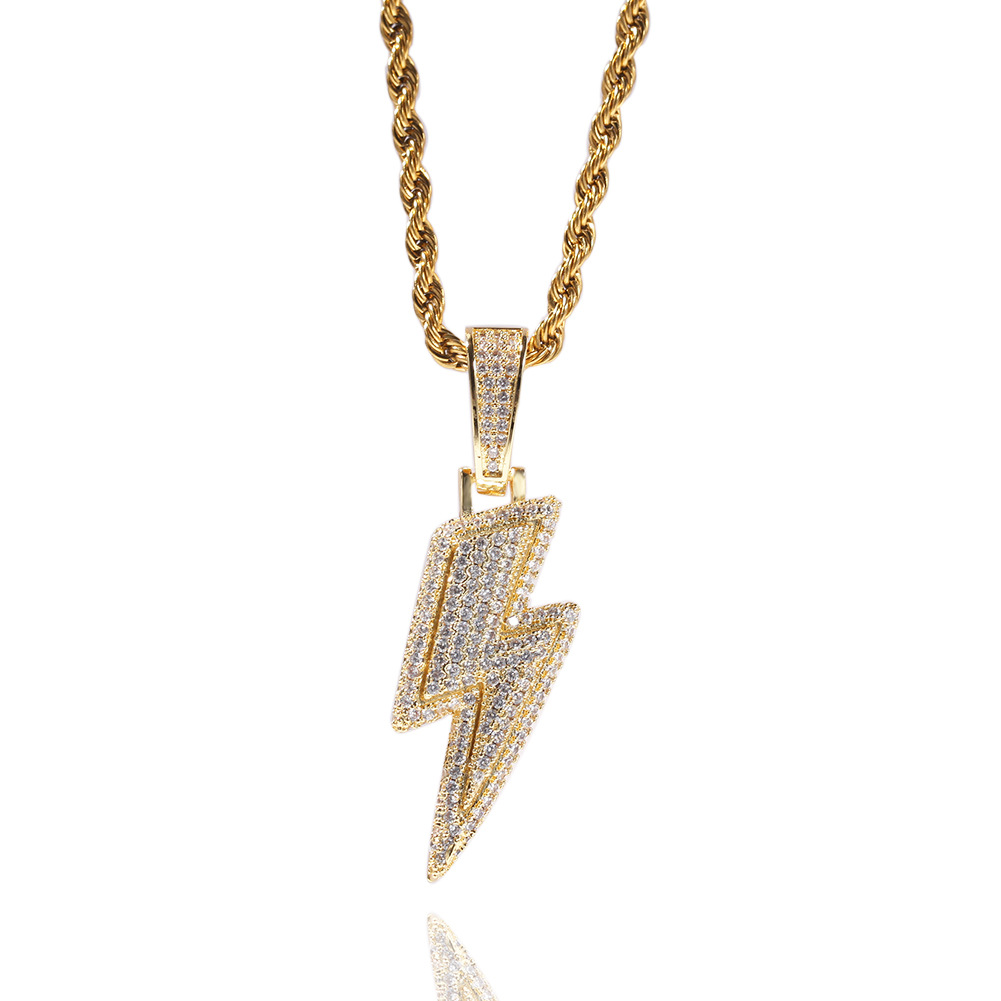 Hip Hop Jewelry Lightning Bolt Pendant With Chain Gold Filled Iced Out CZ Pendant Necklace Micropave Yellow Zircons for Men Women Gift
Hip Hop Jewelry Lightning Bolt Pendant With Chain Gold Filled Iced Out CZ Pendant Necklace Micropave Yellow Zircons for Men Women Gift