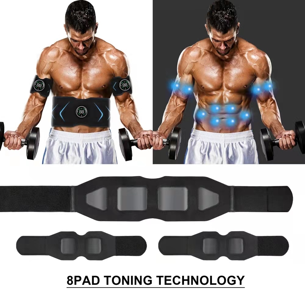 Accessories EMS Muscle Stimulator Abdominal Body Slimming Belt Electric Smart ABS Trainer Arm Leg Waist Weight Loss Fitness Vibration 230307