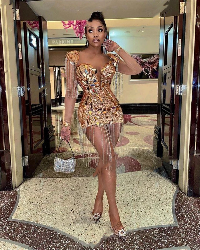 Sexy Sparkly Sweetheart Short Prom Dress Mermaid Beaded Party Gowns Crystal Mini Tail Formal Dresses Vestido De Festa