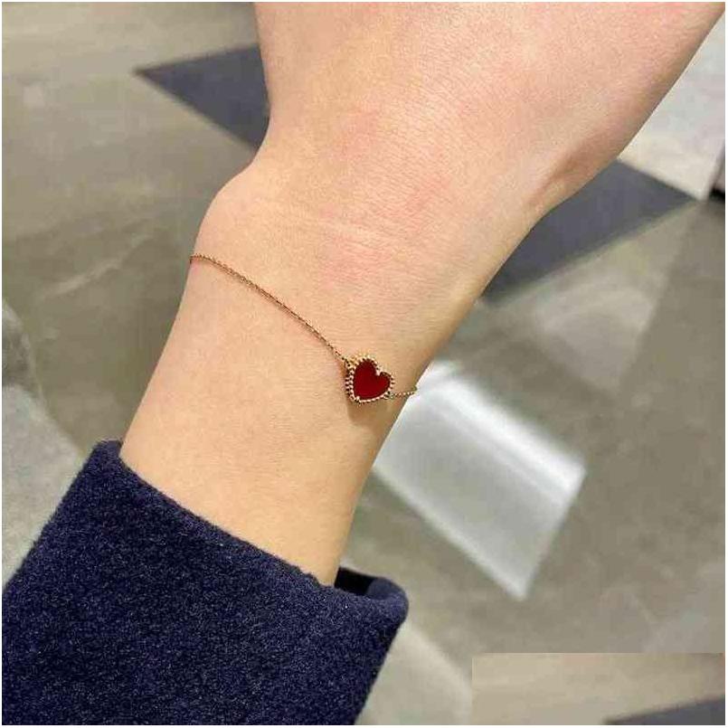 Charm Bracelets Fanjia Four Leaf Clover Bracelet Single Flower Love Butterfly Rose Gold Chain223B Drop Delivery Jewelry Dhoyx