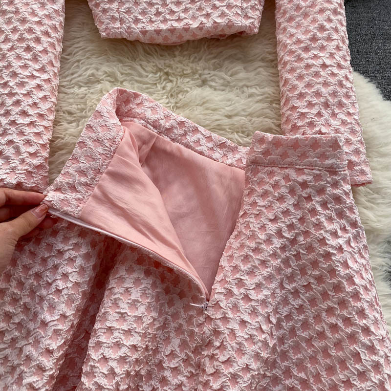 Two Piece Dress Spring and Autumn Temperament Lady Style Suit Female Light Familiar Small Short Coat Versatile Aline Skirt Twopiece Set 230307