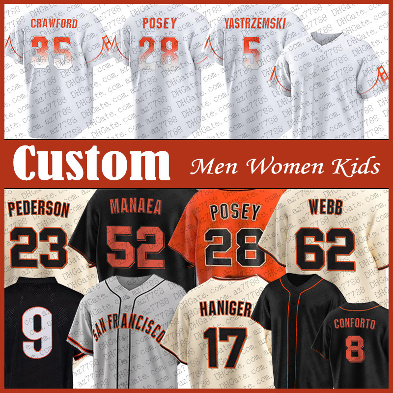 62 Logan Webb San Francisco Baseball Jersey Custom Giants Brandon Crawford Mike Yastrzemski Joc Pederson Mitch Haniger Michael Conforto Sean Manaea Matt Williams, Shown
62 Logan Webb San Francisco Baseball Jersey Custom Giants Brandon Crawford Mike Yastrzemski Joc Pederson Mitch Haniger Michael Conforto Sean Manaea Matt Williams, Shown