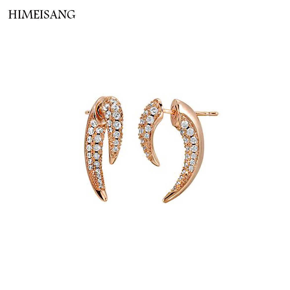 Charm Unique Stud Earrings For Women Pave Double Spike Ear Jacket Cubic Zirconia Cz Wedding Jewelry G230307