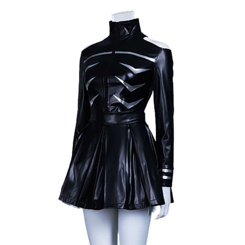 Anime Costumes Anime Tokyo Ghoul Ken Kaneki Cosplay Come Touka Kirishima PU Leather Black Fight Uniform Dress Unisex Halloween Party Clothes Z0301