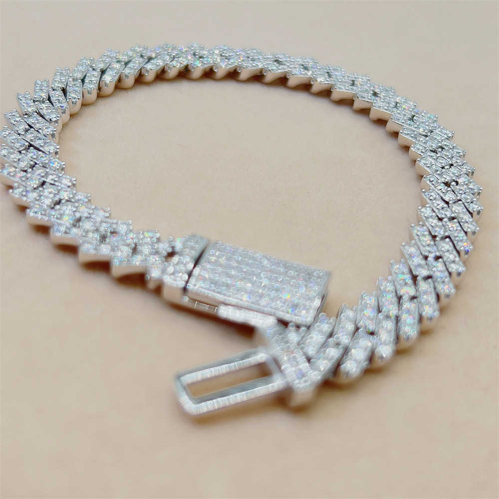 Ready to Ship Hip Hop Bling Jewelry 8mm Vvs Moissanite Iced Out Cuban Link Bracelet Chain