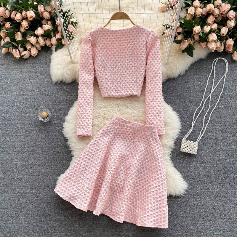 Two Piece Dress Spring and Autumn Temperament Lady Style Suit Female Light Familiar Small Short Coat Versatile Aline Skirt Twopiece Set 230307