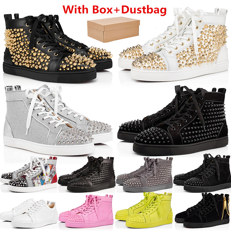 mens shoes Luxurys Designers red bottoms high low tops studded spikes fashion suede leather black silver women flat sneaker Party Lovers size 36-47, 10
mens shoes Luxurys Designers red bottoms high low tops studded spikes fashion suede leather black silver women flat sneaker Party Lovers size 36-47, 10