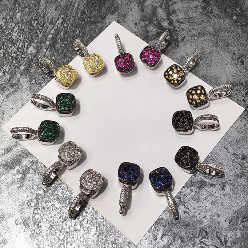 Ear Cuff High Quality Honeycomb Style Earring Green Black Blue Crystal Color Drop Earrings For Women Fashion Jewelry DE009 230306