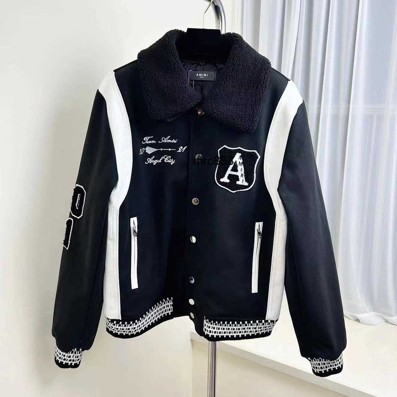 High version American fashion amirs letter embroidery badge popular casual men' and women' long sleeve baseball jacket plus cotton coat, Black
High version American fashion amirs letter embroidery badge popular casual men' and women' long sleeve baseball jacket plus cotton coat, Black