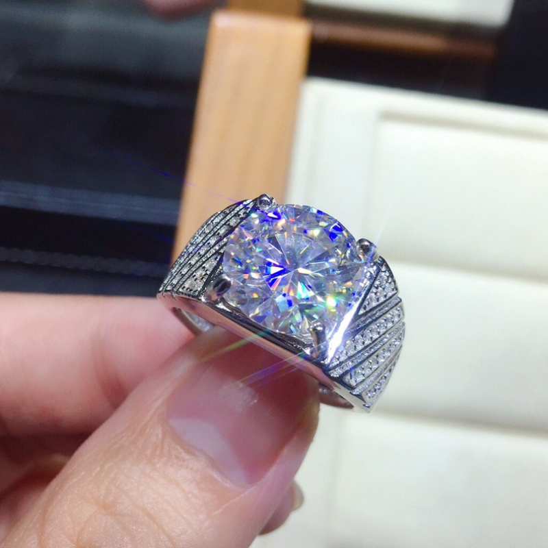 Handmade Male 5ct Lab Moissanite Ring 925 sterling silver Promise Engagement Wedding band Rings for Men Party Jewelry