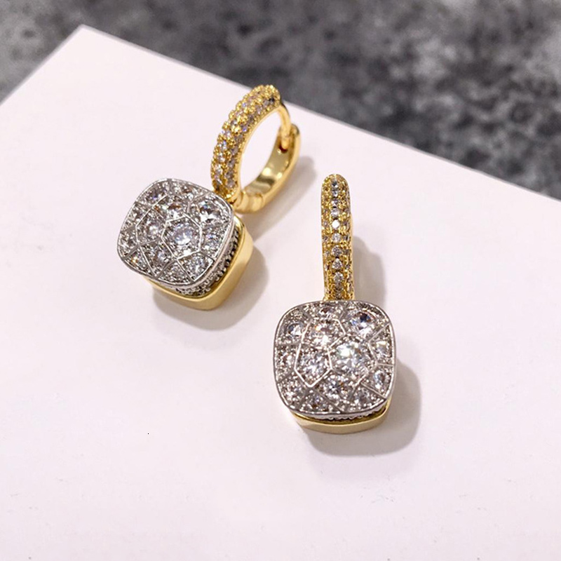 Ear Cuff High Quality Honeycomb Style Earring Green Black Blue Crystal Color Drop Earrings For Women Fashion Jewelry DE009 230306