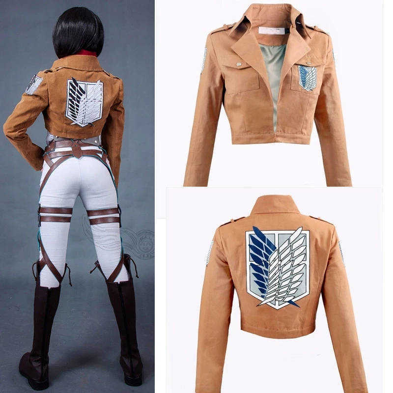 Anime Costumes Attack on Titan Cosplay Come Shingeki no Kyojin Mikasa Ackerman Shawl Belt Leather Shorts Full Sets Z0301