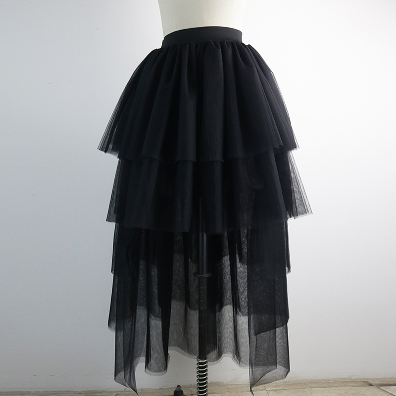 Fashion Baby Pink High Low Tiered Tulle Skirts Ruffles Elastic Tutu Skirt Bridal Bridesmaid Tulle Skirt Custom Made