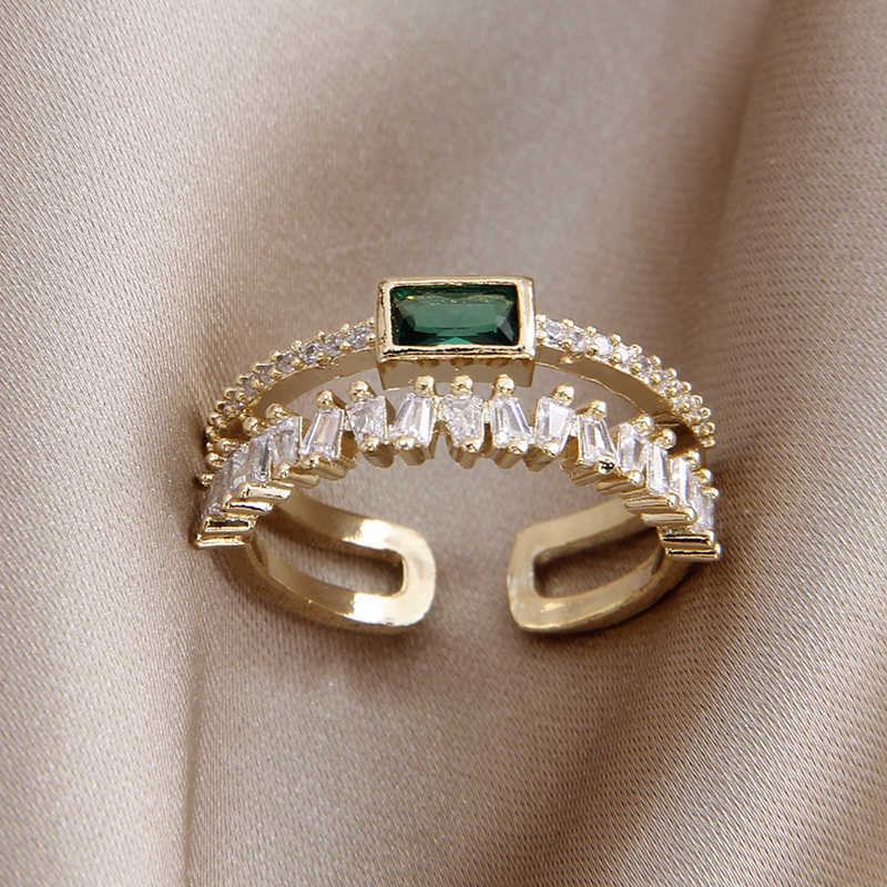 Band Rings 2022 New Delicate 14K Gold Color Double Layer Geometric Adjustable Rings For Women Jewelry Cubic Zircon Wedding Rings AA230306
Band Rings 2022 New Delicate 14K Gold Color Double Layer Geometric Adjustable Rings For Women Jewelry Cubic Zircon Wedding Rings AA230306