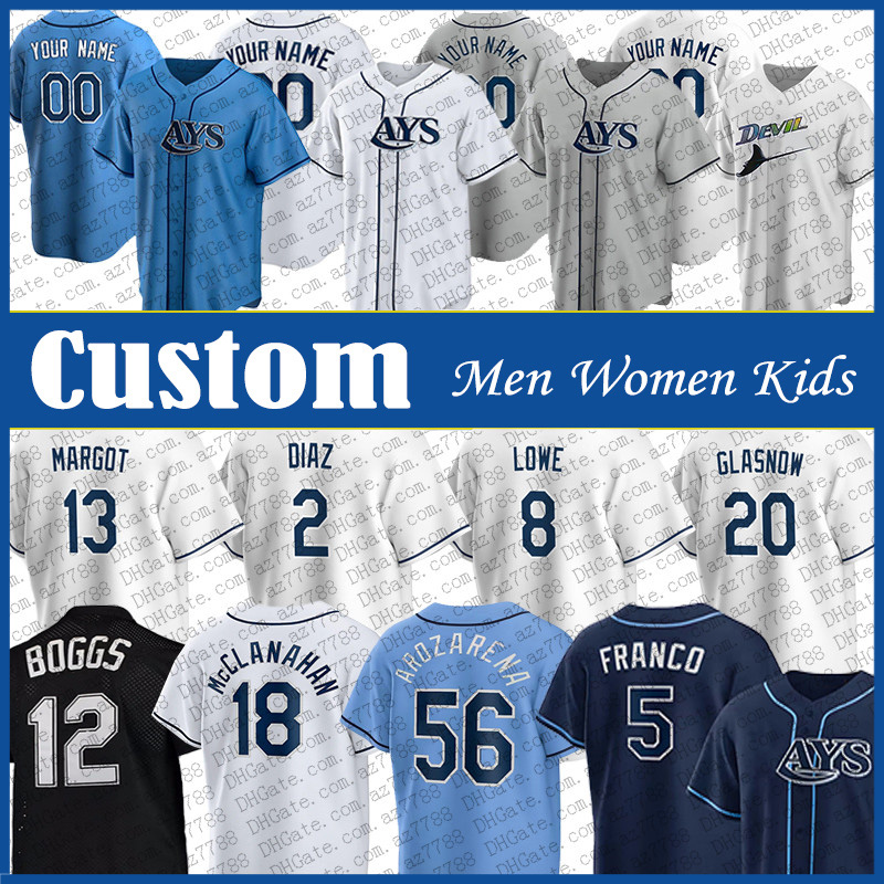 5 Wander Franco Tampa Bay Baseball Jersey Custom Randy Arozarena Shane McClanahan Yandy Diaz Rays Manuel Margot Wade Boggs Tyler Glasnow Brandon Lowe Harold Ramirez, Shown
5 Wander Franco Tampa Bay Baseball Jersey Custom Randy Arozarena Shane McClanahan Yandy Diaz Rays Manuel Margot Wade Boggs Tyler Glasnow Brandon Lowe Harold Ramirez, Shown