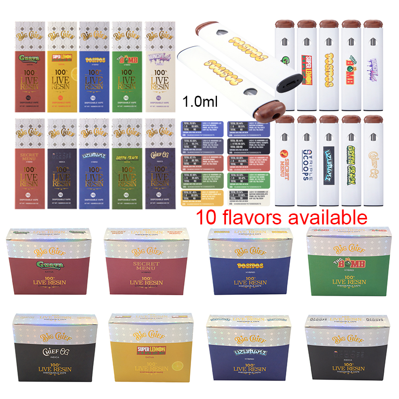 10 Flavors Big Chief E Cigarettes Disposable Vape Pen Empty Rechargeable 1ml 280mAh Micro USB Pods Carts Thick Oil Wax Vaporizer Start Kit Preheat With Box Packaging
10 Flavors Big Chief E Cigarettes Disposable Vape Pen Empty Rechargeable 1ml 280mAh Micro USB Pods Carts Thick Oil Wax Vaporizer Start Kit Preheat With Box Packaging