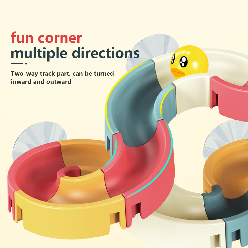 Bath Toys Baby DIY Marble Race Run Assembling Track room tub Kids Play Water Spray Toy Set Stacking Cups For Children 230307