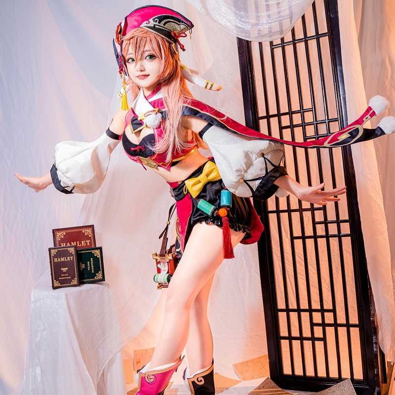 Anime Costumes UWOWO Yanfei Cosplay Hot Game Genshin Impact Come Wise Innocence Cute Yan Fei Outfits Z0301