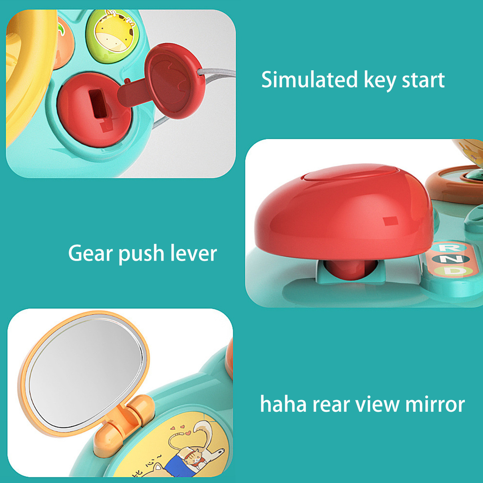 Toy Walkie Talkies Cartoon Kids Steering Wheel With Lights Music Simulation Driving Car Copilot For Toddler Preschool Interactive Electric s 230307