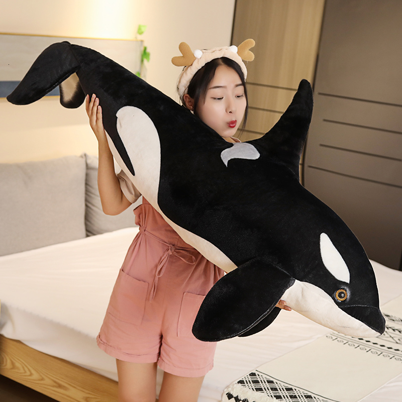 Plush Dolls 50/75CM Simulation Killer Whale Plush Toys Stuffed Orcinus Orca Fish Doll Shark Cartoon Soft Sleep Pillow Kids Girls Baby Gift 230307