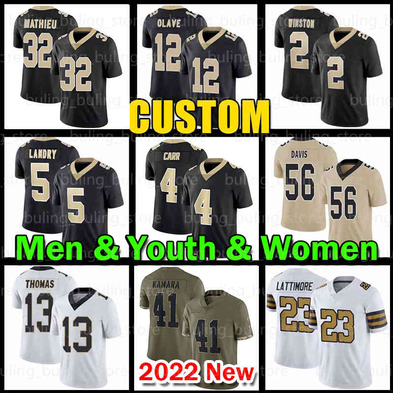 41 Alvin Kamara 4 Derek Carr Football Jersey Tyrann Mathieu Drew Brees Chris Olave Taysom Hill New Orleans Saints Jameis Winston Jarvis Landry Davis Marquez Callaway, Custom men(st)+patch
41 Alvin Kamara 4 Derek Carr Football Jersey Tyrann Mathieu Drew Brees Chris Olave Taysom Hill New Orleans Saints Jameis Winston Jarvis Landry Davis Marquez Callaway, Custom men(st)+patch