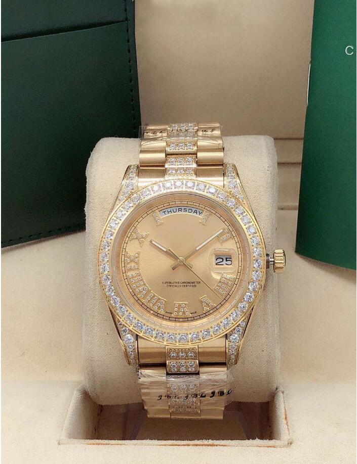 man watch 41mm Automatic mechanical watches Diamond Watch Sapphire mirror 316L