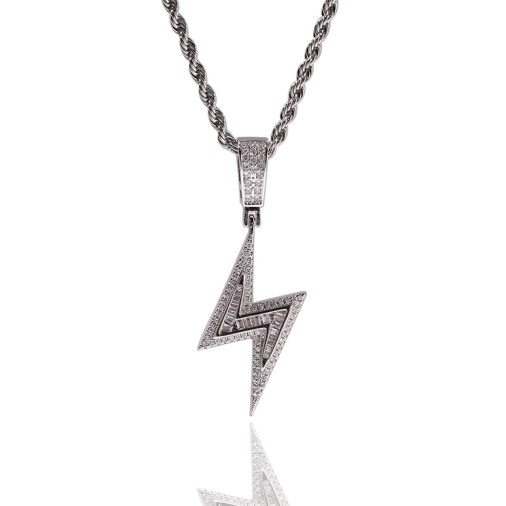 Hip Hop Jewelry Lightning Bolt Pendant 18KT Gold Filled Iced Out CZ Pendant Necklace Micropave Simulated Zircons for Men Women Gift
Hip Hop Jewelry Lightning Bolt Pendant 18KT Gold Filled Iced Out CZ Pendant Necklace Micropave Simulated Zircons for Men Women Gift