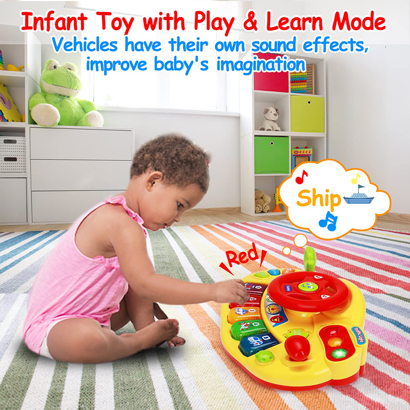 Toy Walkie Talkies Steering Wheel with Traffic Light Sound Simulation Driving Car Copilot For Toddler Preschool Interactive Kids Electric s 230307