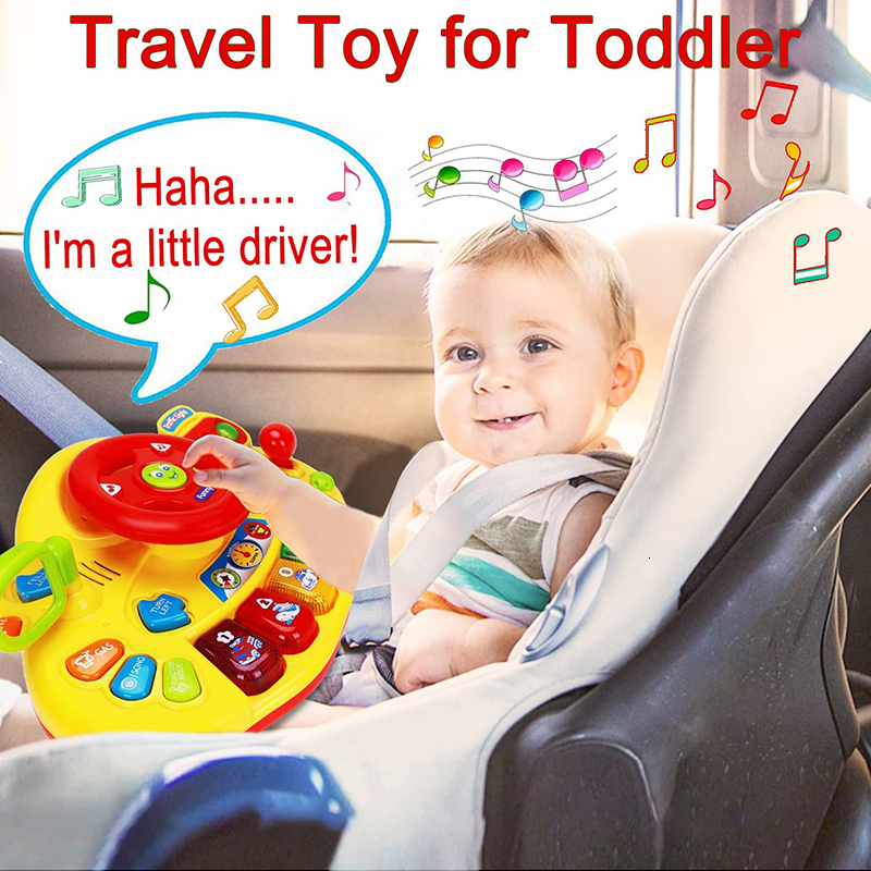 Toy Walkie Talkies Steering Wheel with Traffic Light Sound Simulation Driving Car Copilot For Toddler Preschool Interactive Kids Electric s 230307