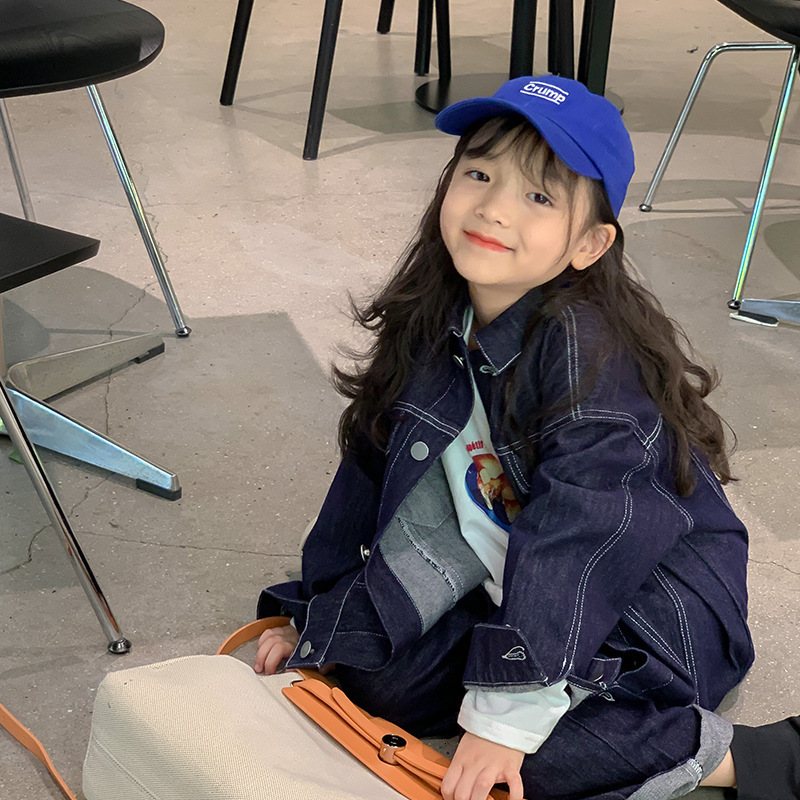 Clothing Sets Autumn Unisex denim clothes sets Korean style Boys and Girls open line loose coats jeans 2Pcs outfits 230307