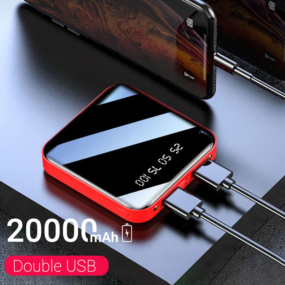 Power Bank 10000mah Portable Charging Poverbank Mobile Phone LED Mirror Back Power Bank External Battery Pack Powerbank