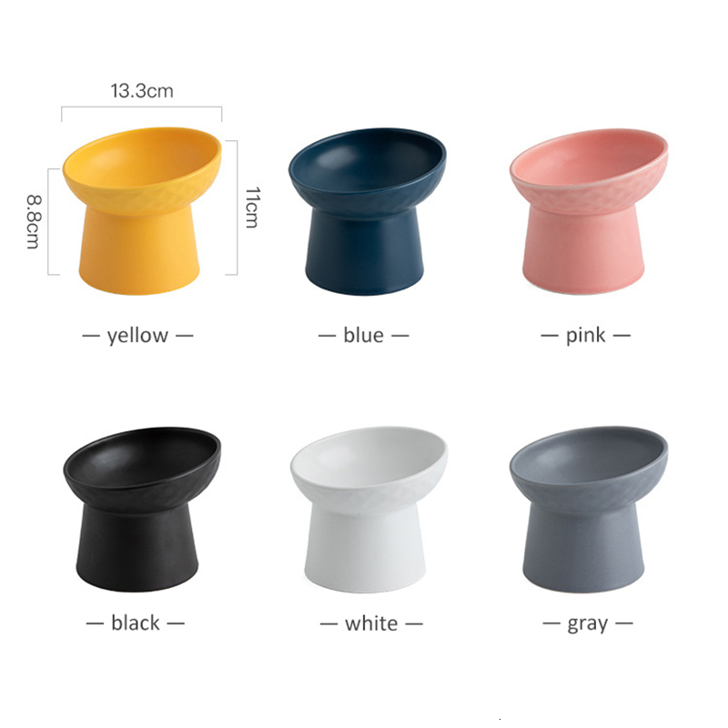 Dog Bowls Feeders Cat Nordic Style Food Water Bowl Pet Animal Ceramic Eating Dishes High Foot Raised Puppy Cats Matte Elevated 230307