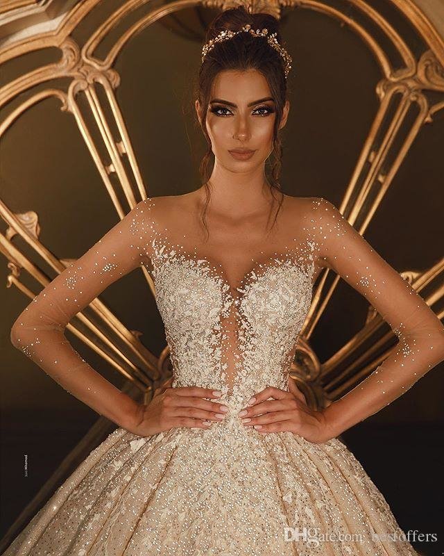 African Urious Said Mhamad Ball Gown Wedding Dresses Beaded Lace D Appliques Crystal Plus Size Bridal Gowns Custom Made 0219