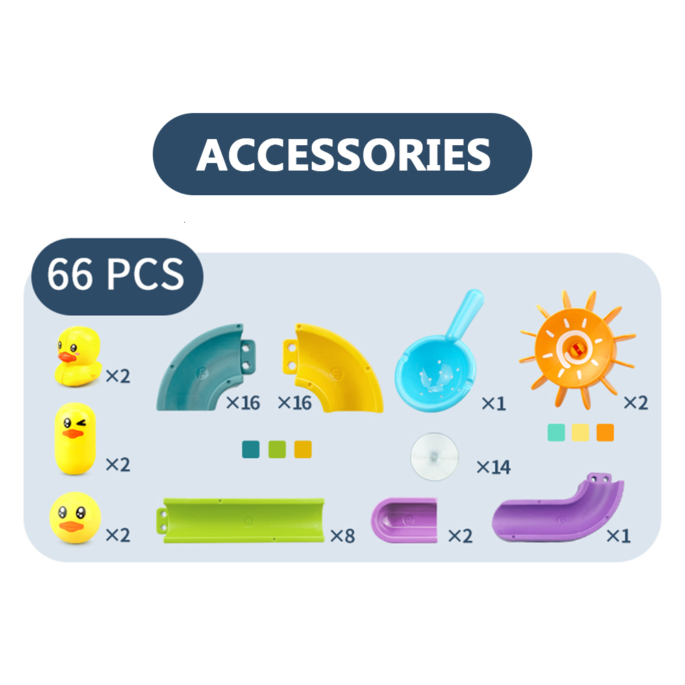 Bath Toys Baby DIY Marble Race Run Assembling Track room tub Kids Play Water Spray Toy Set Stacking Cups For Children 230307