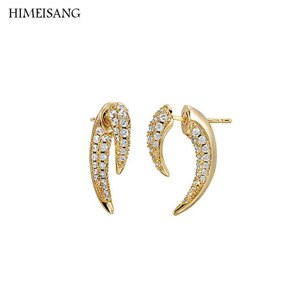 Charm Unique Stud Earrings For Women Pave Double Spike Ear Jacket Cubic Zirconia Cz Wedding Jewelry G230307