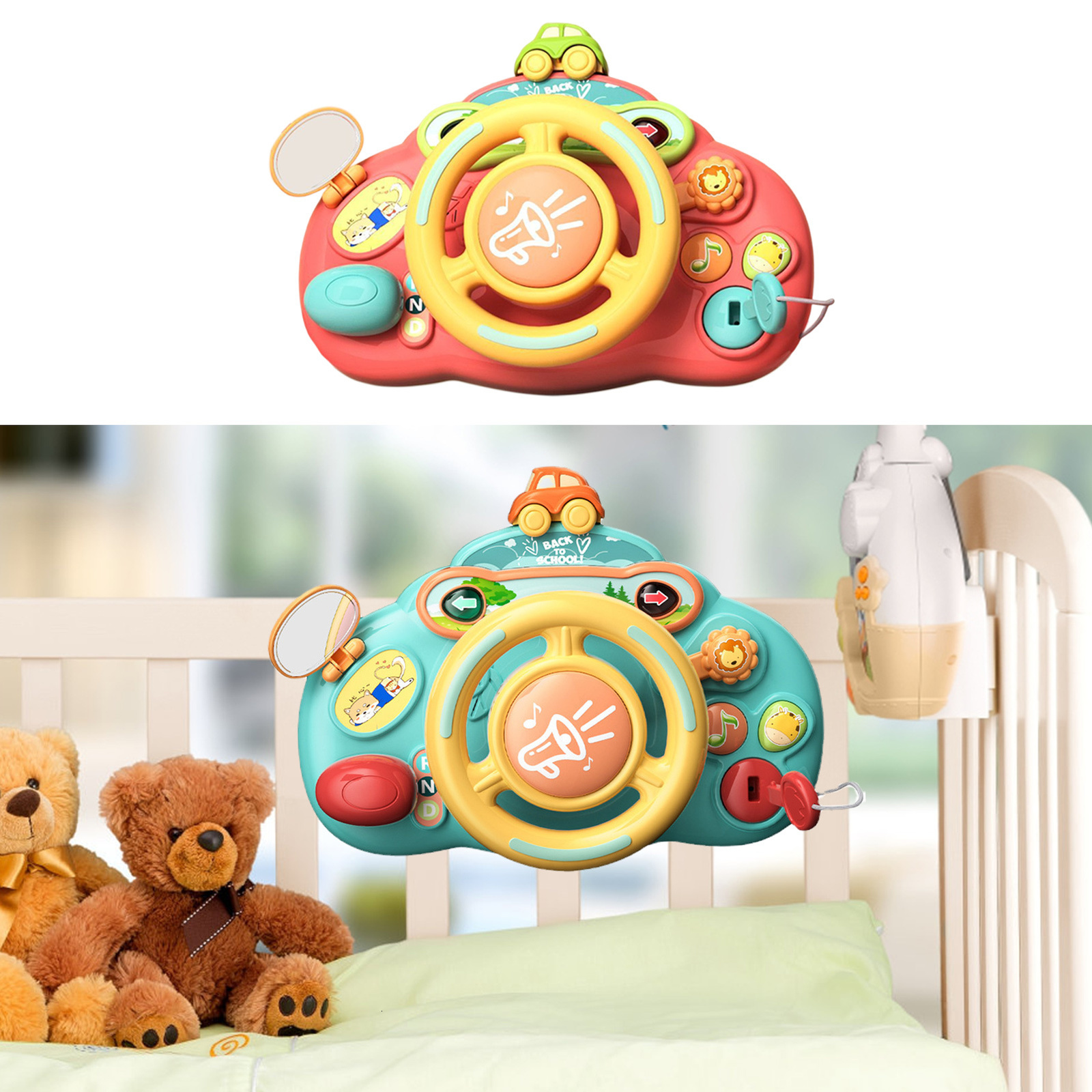 Toy Walkie Talkies Cartoon Kids Steering Wheel With Lights Music Simulation Driving Car Copilot For Toddler Preschool Interactive Electric s 230307