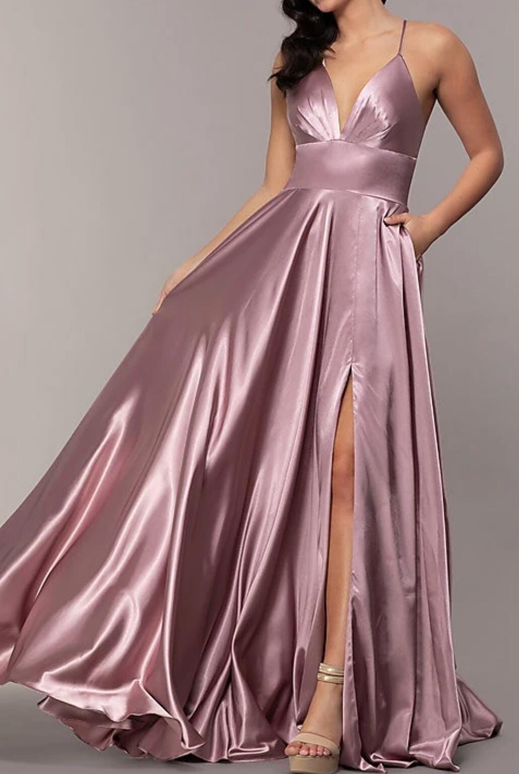 Stunning Prom Dresses Long Split Party Backless Graduation Dress Evening Gowns Plunging V-Neck Custom Made 0510
