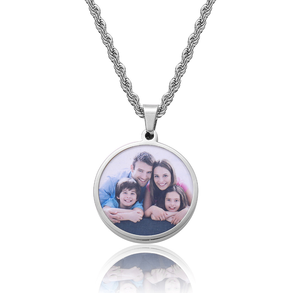 Custom Round Charm Memorial Photo Pendant Necklace Stainless Steel No Fade Jewelry Gifts