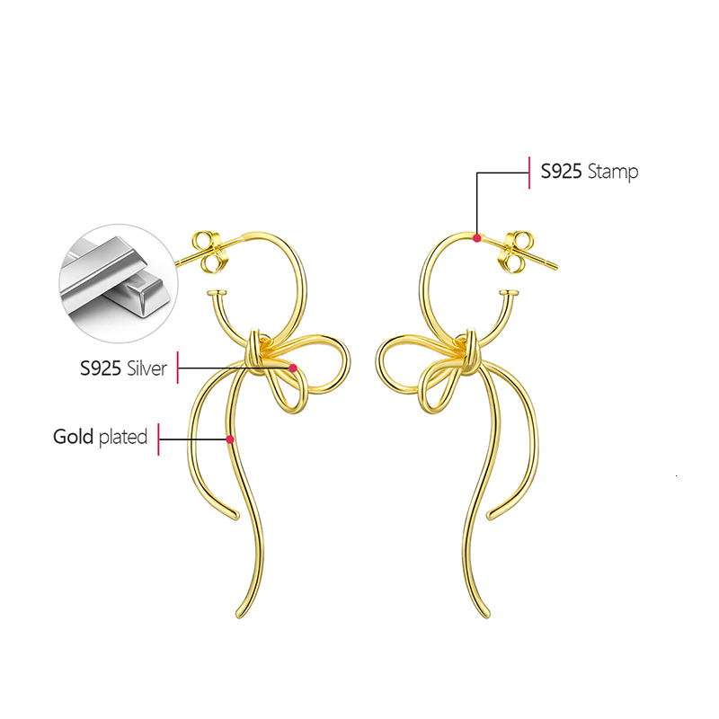 Ear Cuff Lotus Fun 18K Gold Exquisite Lovely Knot Long Tassel Dangle Earrings For Women 925 Sterling Silver Fashion Jewelry Arrival 230306