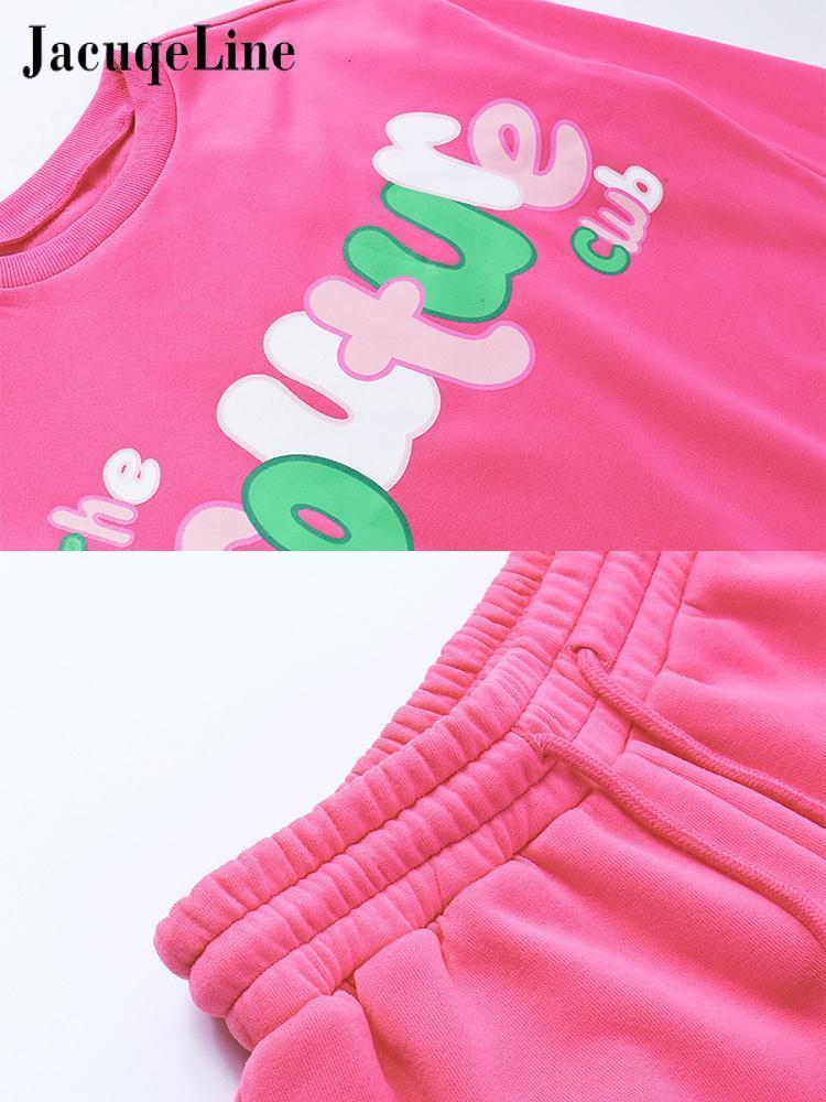 Women's Two Piece Pants Jacqueline Sporty Letter Print 2 Peice Set Women y2k Fairy Cute Casual Loose Sweatshirt and Bandage Pencil Pants Set Autu