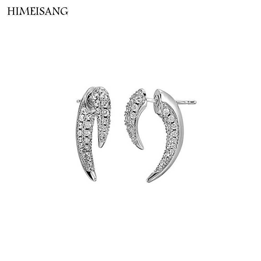 Charm Unique Stud Earrings For Women Pave Double Spike Ear Jacket Cubic Zirconia Cz Wedding Jewelry G230307