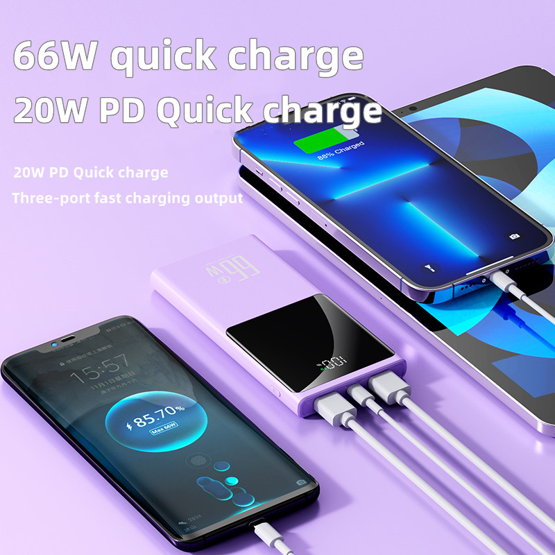 66W 20000mAh Large Capacity Power Bank Two-way Fast Charging Lightweight External Battery Portable For Mobile Phone PowerBank