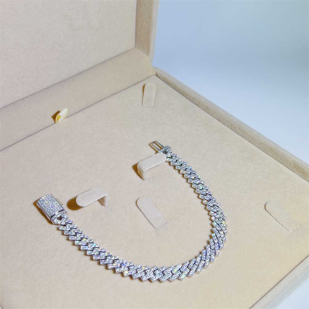 Ready to Ship Hip Hop Bling Jewelry 8mm Vvs Moissanite Iced Out Cuban Link Bracelet Chain