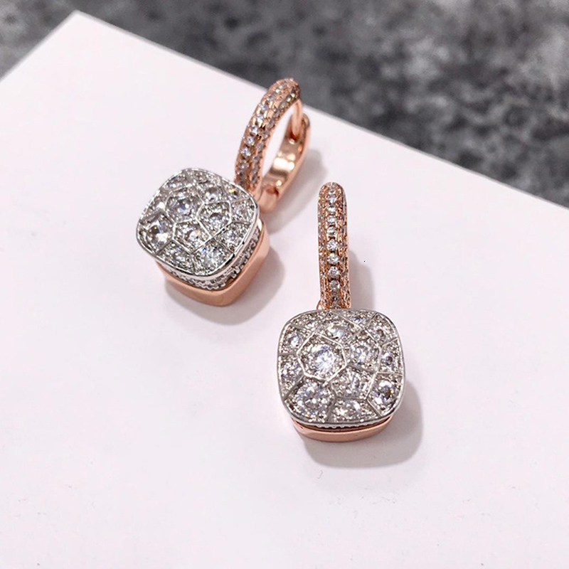 Ear Cuff High Quality Honeycomb Style Earring Green Black Blue Crystal Color Drop Earrings For Women Fashion Jewelry DE009 230306