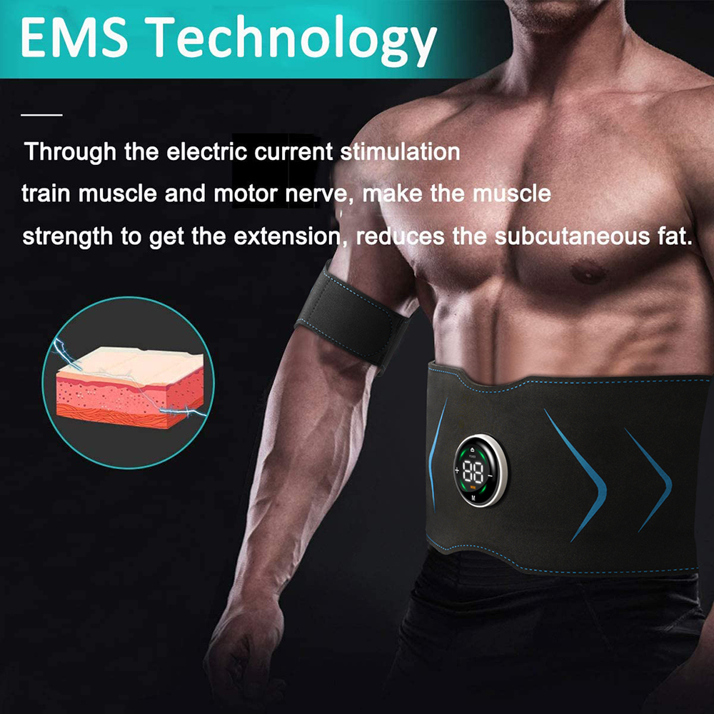 Accessories EMS Muscle Stimulator Abdominal Body Slimming Belt Electric Smart ABS Trainer Arm Leg Waist Weight Loss Fitness Vibration 230307