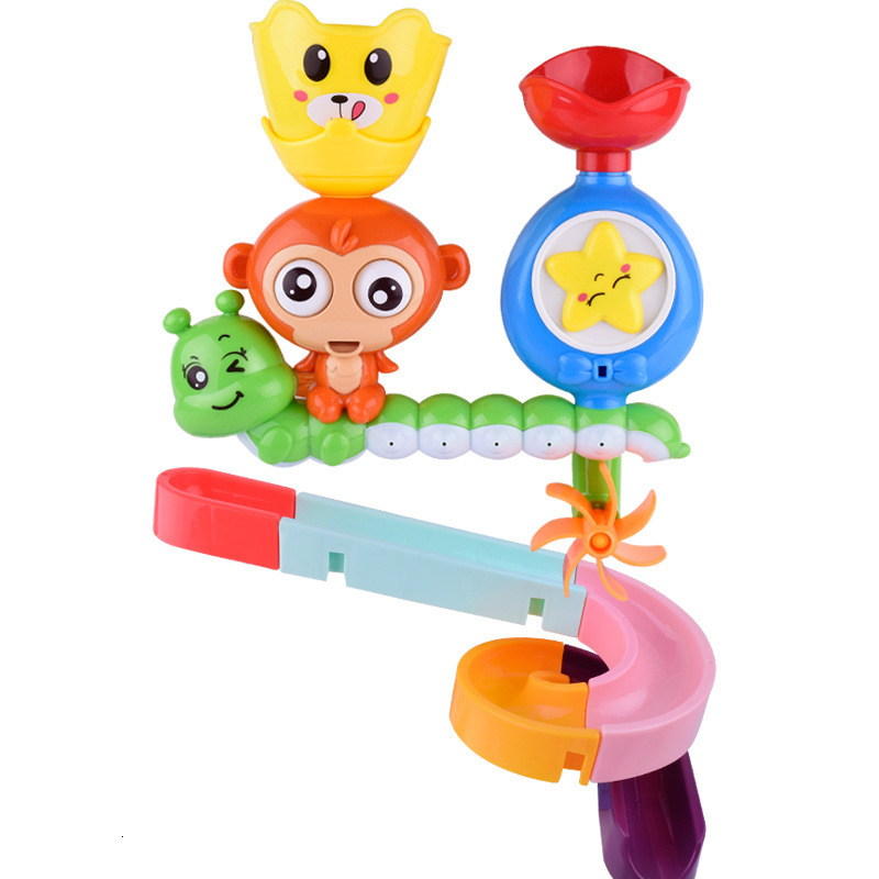 Bath Toys Baby Cartoon Monkey Classic Shower Toy Marble Race Run Track Kids room Play Water ing Educational Kid 230307