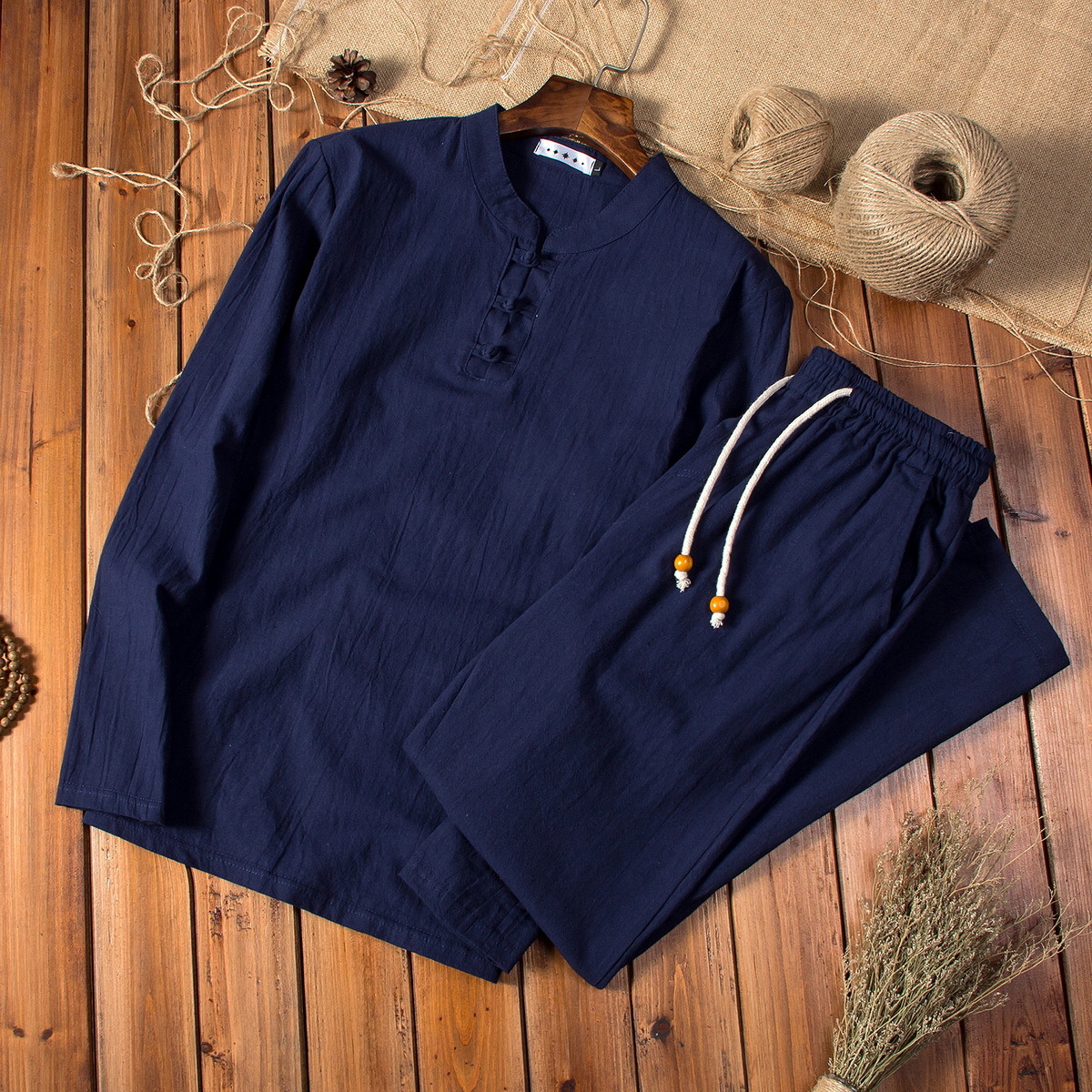 Men's Tracksuits Shirt trousers spring Chinese Style men shirt Cotton and linen shirts men's casual shirts A set of clothes size M-5XL 23030